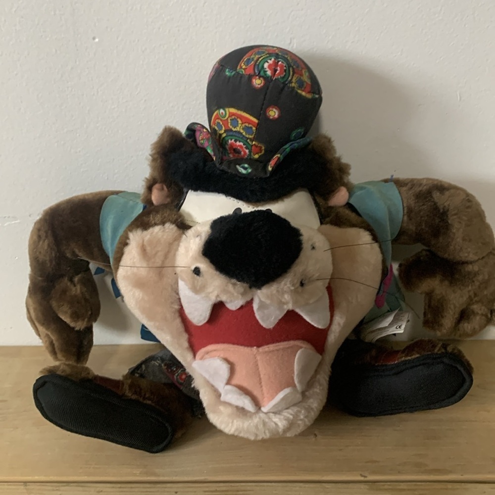 Tasmanian Devil Plush Vintage Looney Tunes Plush 1998 Hippy Outfit